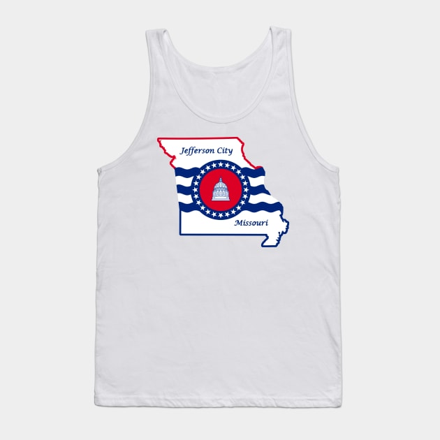 Jefferson City Missouri Flag State Outline Tank Top by zsonn